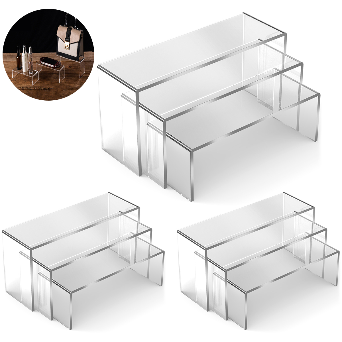 3/6/9Pcs Acrylic Display Stand - Display Risers Set recension och pris